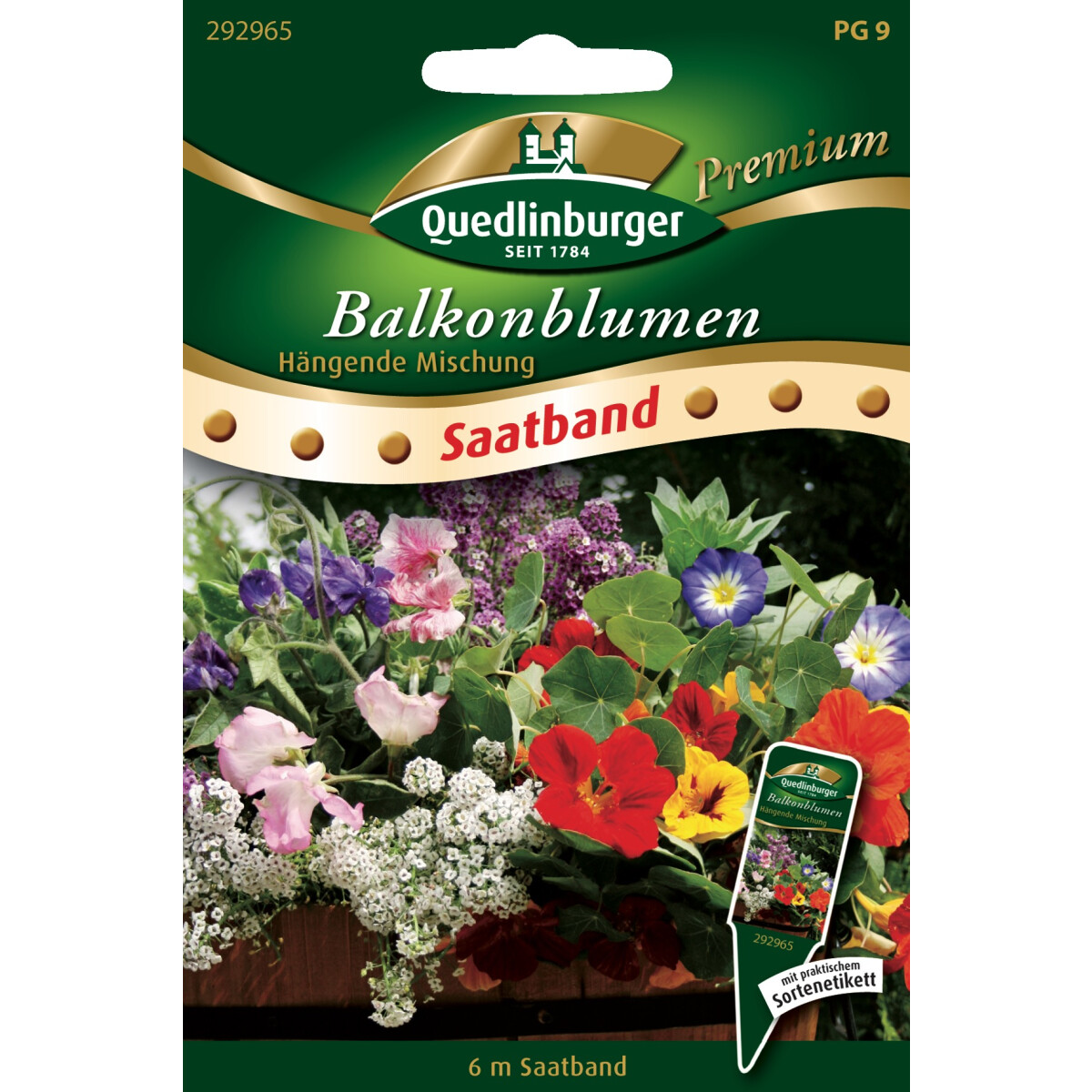 Blumenmischung "hängende Balkonblumen" Saatplatte Quedlinburger Premium Saatgut 